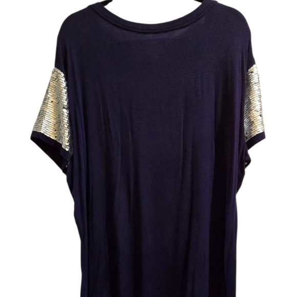 Dallas Cowboys Navy T-Shirt with Silver Sequin Sleeves - Picture 5 of 5